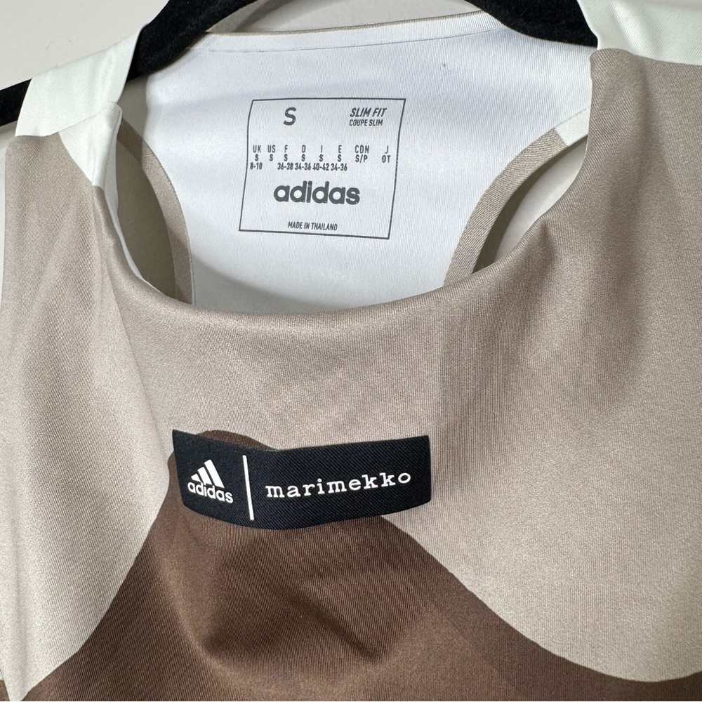 adidas x Merimekko Black Brown & White‎ Abstract Racer Back Cutout Athletic Tank - Picture 4 of 9